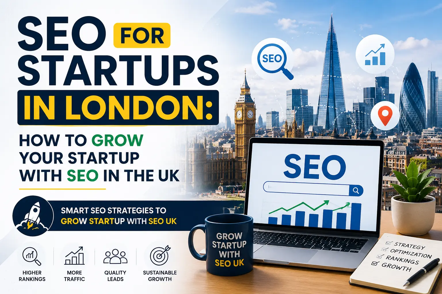SEO for startups in London with digital marketing analytics, website growth strategies, and search engine optimisation tools for UK startup business growth