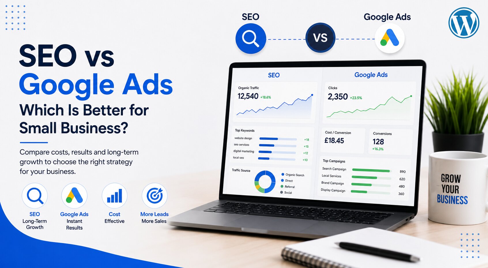 SEO vs Google Ads which is better for small business – digital marketing comparison